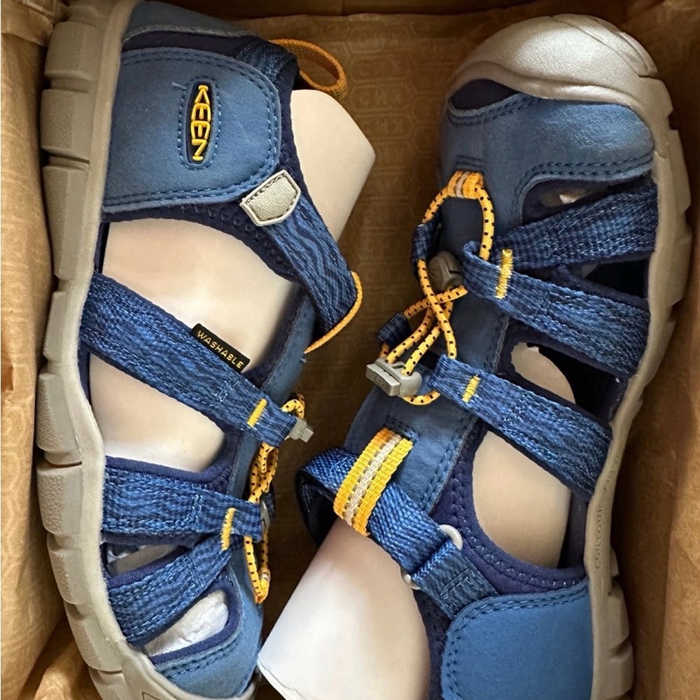 KEEN Kids Navy and Yellow Sandals
